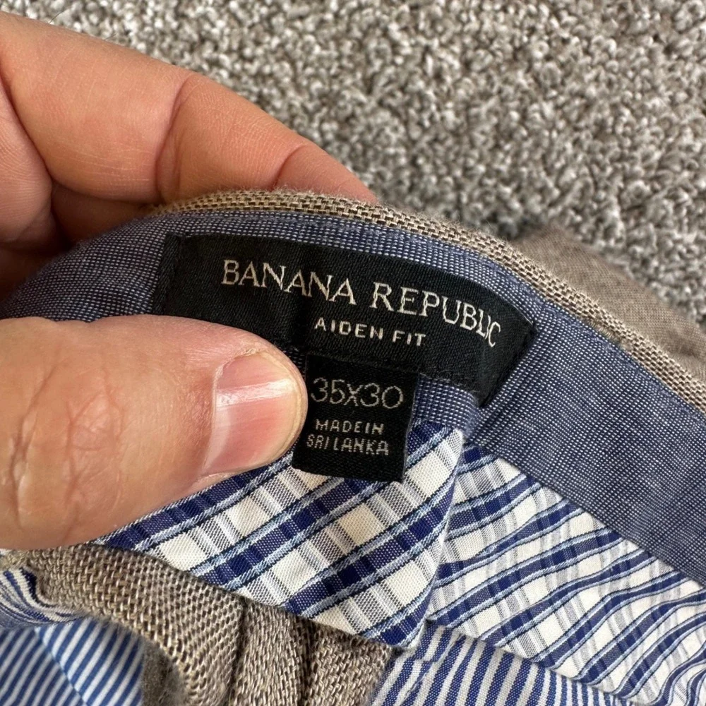 Banana Republic Aiden Fit Chino Pants Mens 35x30 Linen Blend Straight Summer